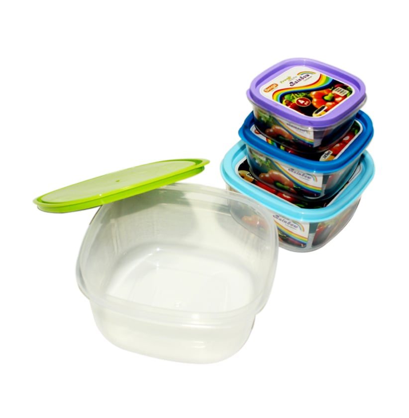 Picture of Newfangled - Transparent Plastic Rainbow Food Storage Box Container With Lid - 4pcs Set - Kitchen & Dining - Modern and Trendy - Multicolor