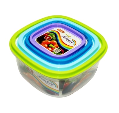 Picture of Newfangled - Transparent Plastic Rainbow Food Storage Box Container With Lid - 4pcs Set - Kitchen & Dining - Modern and Trendy - Multicolor