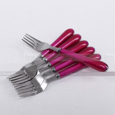 Picture of 6Pcs Stainless Steel Fork Spoon Set For Kitchen & Dining - Multicolor - Set Of 6 Stainless Steel Forks And Spoons - Multicolor