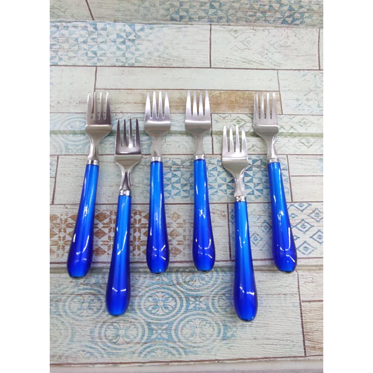 Picture of 6Pcs Stainless Steel Fork Spoon Set For Kitchen & Dining - Multicolor - Set Of 6 Stainless Steel Forks And Spoons - Multicolor