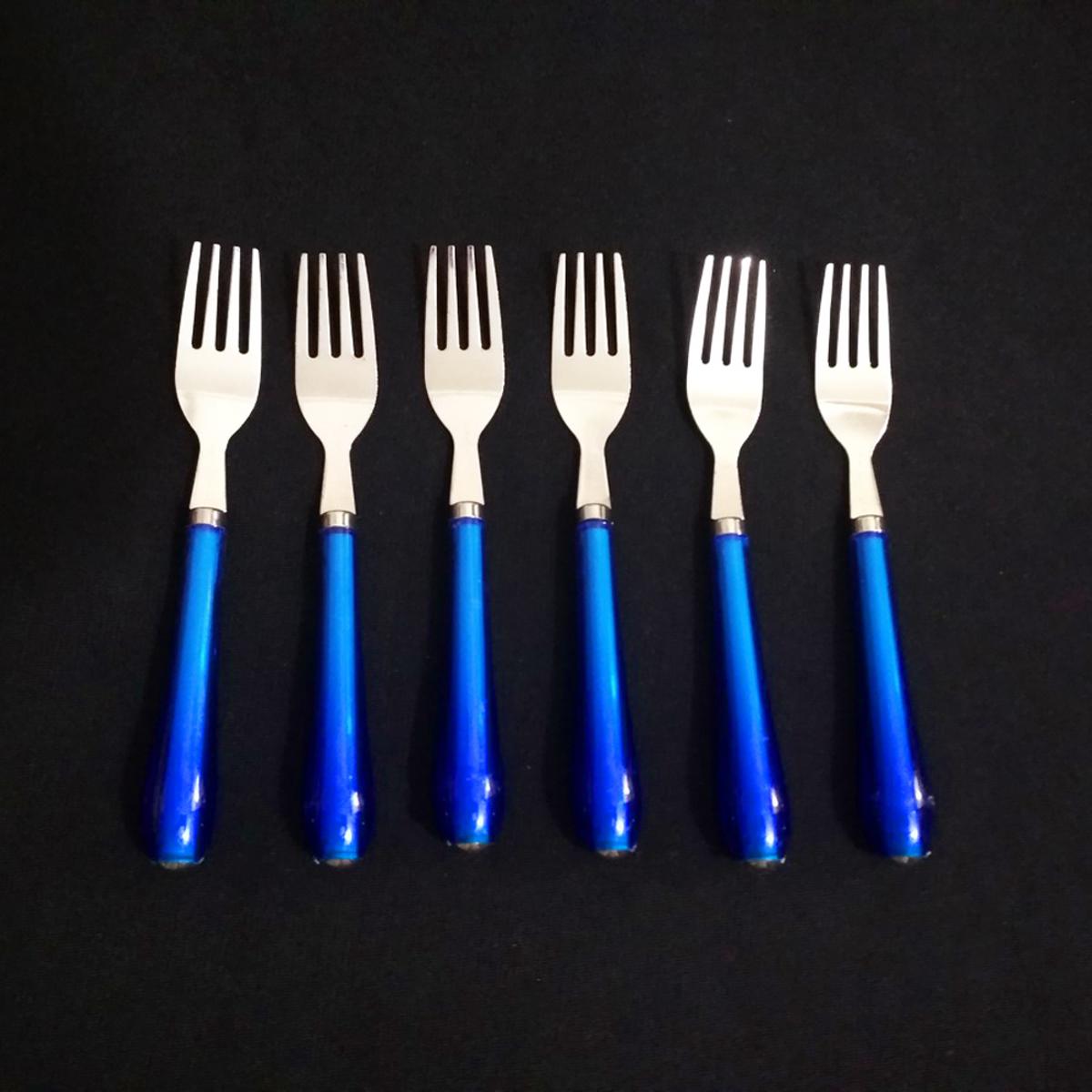 Picture of 6Pcs Stainless Steel Fork Spoon Set For Kitchen & Dining - Multicolor - Set Of 6 Stainless Steel Forks And Spoons - Multicolor