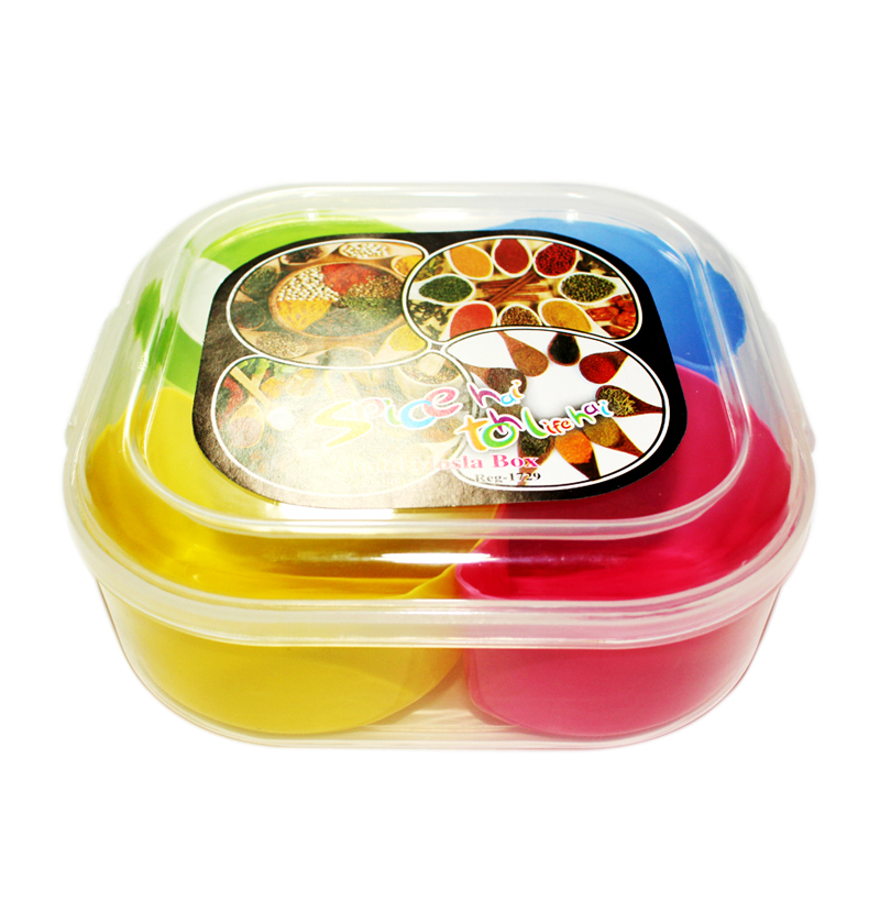 Picture of Newfangled - Opulence at Its Best - 4 Containers Plastic Spice Box with Spoon - Multicolor - Kitchen & Dining - Must Have - Multicolor