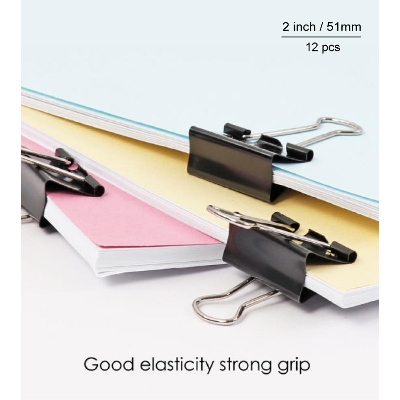 Picture of 2 inch Diamond Binder Clips - 12pcs - Black