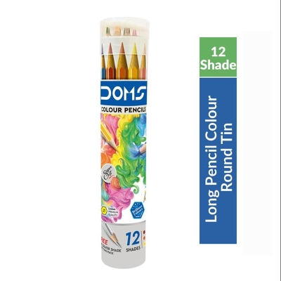 Picture of Doms Non-Toxic Super Soft Colour Pencils in Round Tin Box - 12 Shades - Multicolor
