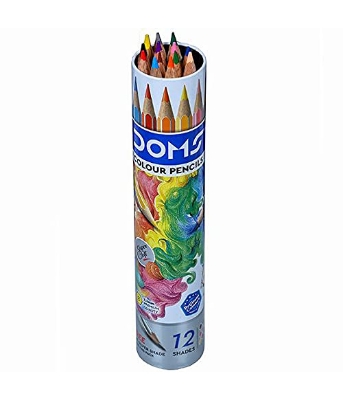 Picture of Doms Non-Toxic Super Soft Colour Pencils in Round Tin Box - 12 Shades - Multicolor