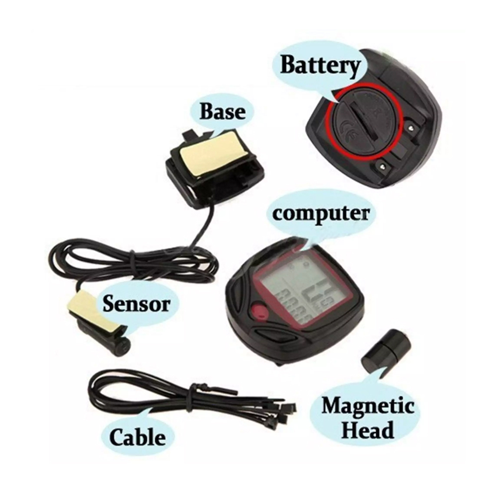 Picture of Waterproof LCD Display Bicycle Speed Meter - Black - Black