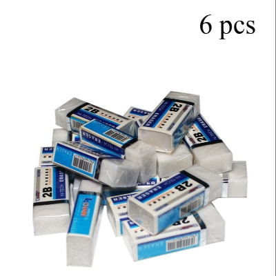 Picture of Hi-tech 2B Soft White Pencil Eraser - 6pcs - Multicolor