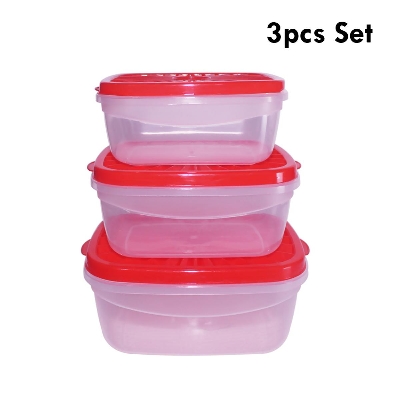 Picture of Highly Vital - Multicolor Plastic Food Storage Container With Lid - 3pcs Set - Kitchen & Dining - Modern and Trendy- Delights - Multicolor