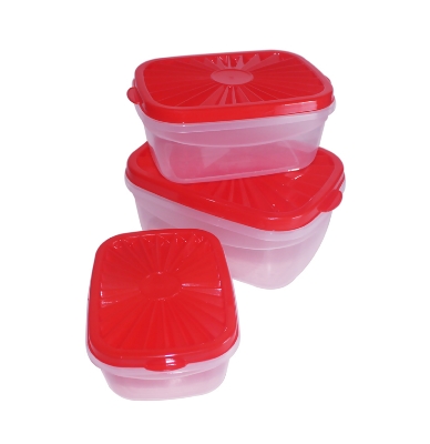 Picture of Highly Vital - Multicolor Plastic Food Storage Container With Lid - 3pcs Set - Kitchen & Dining - Modern and Trendy- Delights - Multicolor