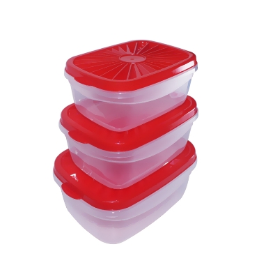 Picture of Highly Vital - Multicolor Plastic Food Storage Container With Lid - 3pcs Set - Kitchen & Dining - Modern and Trendy- Delights - Multicolor