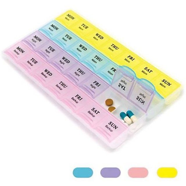 Picture of 28 Days 4 Weeks for 7 Days Pill Storage Medicine Box Organizer - 4 Line - Multicolor