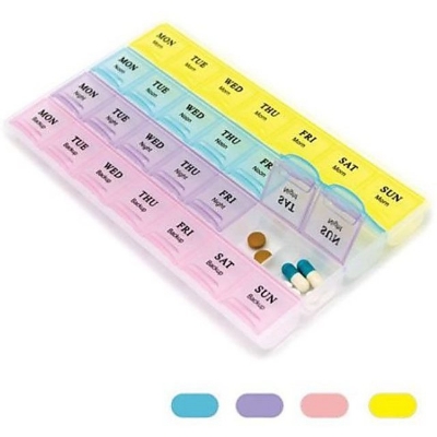 Picture of 28 Days 4 Weeks for 7 Days Pill Storage Medicine Box Organizer - 4 Line - Multicolor