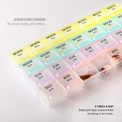 Picture of 28 Days 4 Weeks for 7 Days Pill Storage Medicine Box Organizer - 4 Line - Multicolor