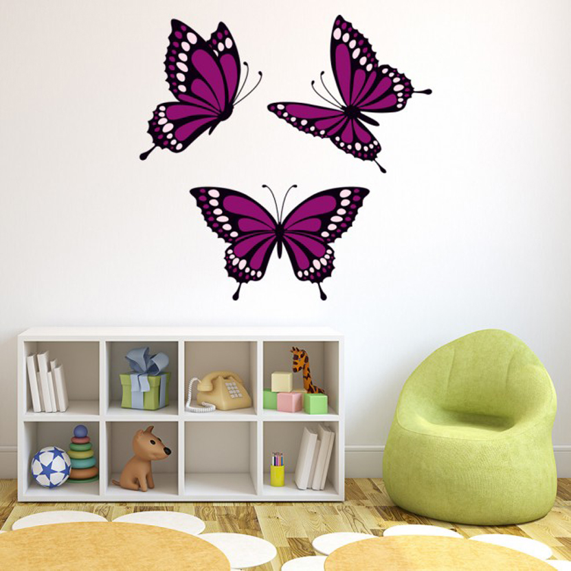 Picture of Multicolor Butter Fly Wall Sticker Plastic Made - 4pcs - Multicolor