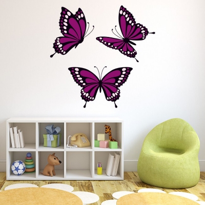 Picture of Multicolor Butter Fly Wall Sticker Plastic Made - 4pcs - Multicolor