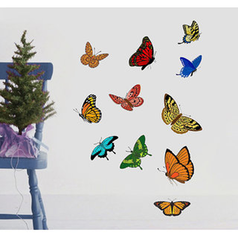 Picture of Multicolor Butter Fly Wall Sticker Plastic Made - 4pcs - Multicolor