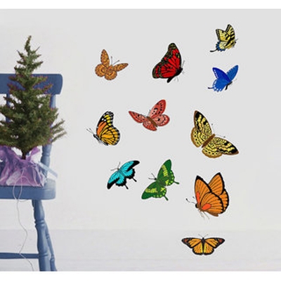 Picture of Multicolor Butter Fly Wall Sticker Plastic Made - 4pcs - Multicolor