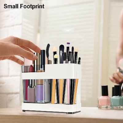 Picture of Portable Travel Plastic Toothbrush and Toothpaste Holder with Cup for Bathroom Countertop storage Organizer - Minimalistic Sophistication - White