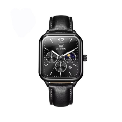 Picture of OLEVS 9914 Classic Leather Strap Men’s Watch-Full Black