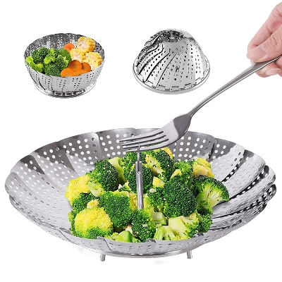 Picture of Newfangled - Opulence at Its Best - Stainless Steel Folding Collapsible Vegetable Steamer Basket - Kitchen & Dining - Must Have - Steel