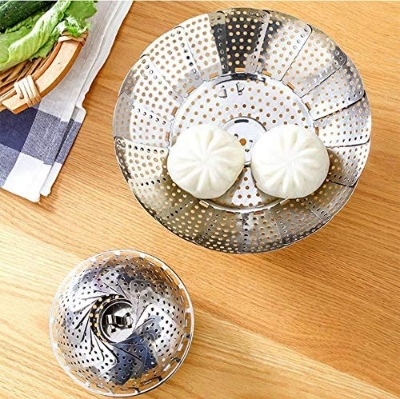 Picture of Newfangled - Opulence at Its Best - Stainless Steel Folding Collapsible Vegetable Steamer Basket - Kitchen & Dining - Must Have - Steel