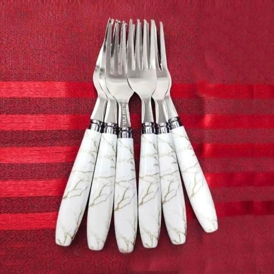 Picture of Stainless Steel Fork Spoon Set With Ceramic Design Plastic Handel - Multi-color - Multicolor