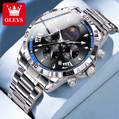 Picture of OLEVS 2949 Chronograph Stainless Steel Men’s Watch-Silver Black