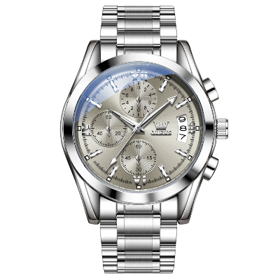 Picture of OLEVS 2987 Men’s Stainless Steel Luxury Quartz Watch-Silver and Gray