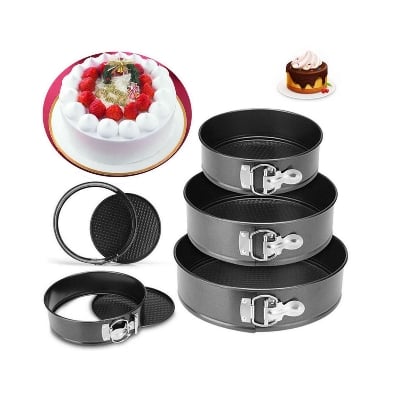 Picture of Round Pans Non Stick Springform Baking Tray - 3pcs Set - Black