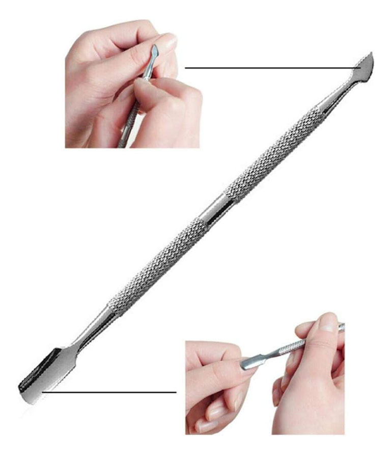 Picture of Professional Stainless Steel Dual Head Cuticle Pusher UV Gel Polish Soak Off Remover Tool - 1pcs - Silver