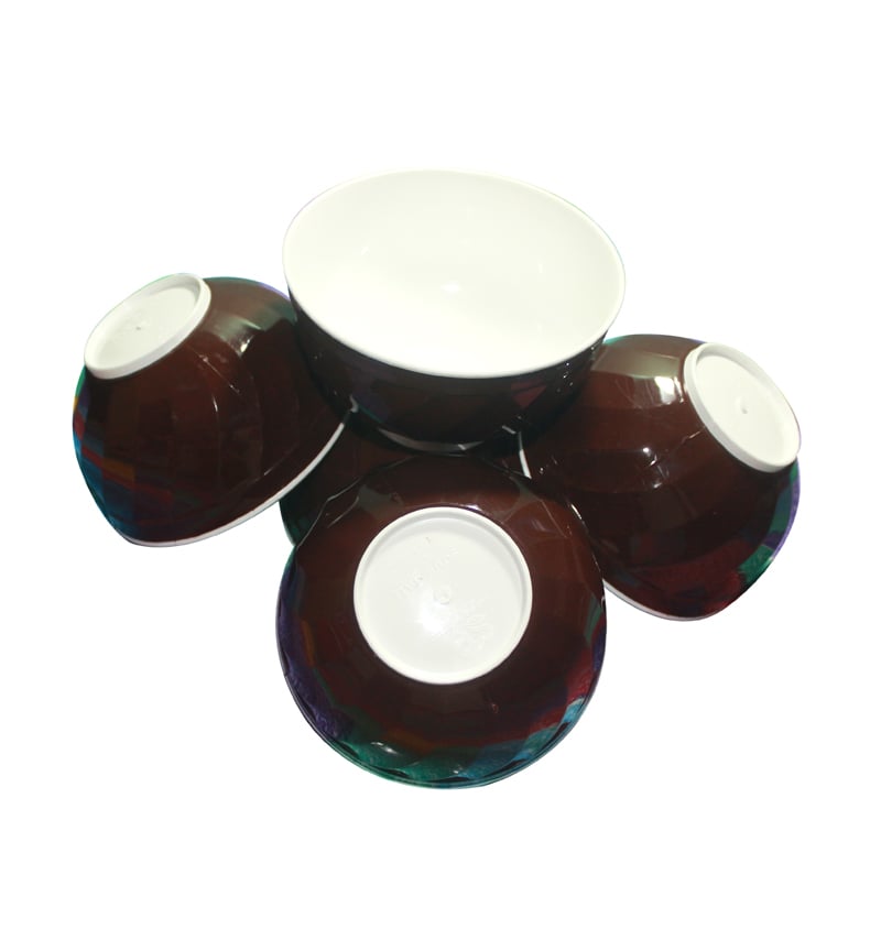 Picture of 6pcs Set Double Color Plastic Round Soup Bowl - 4.45 inch - Multicolor