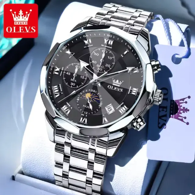Picture of Olevs 3675 Watch For Men–Silver Black
