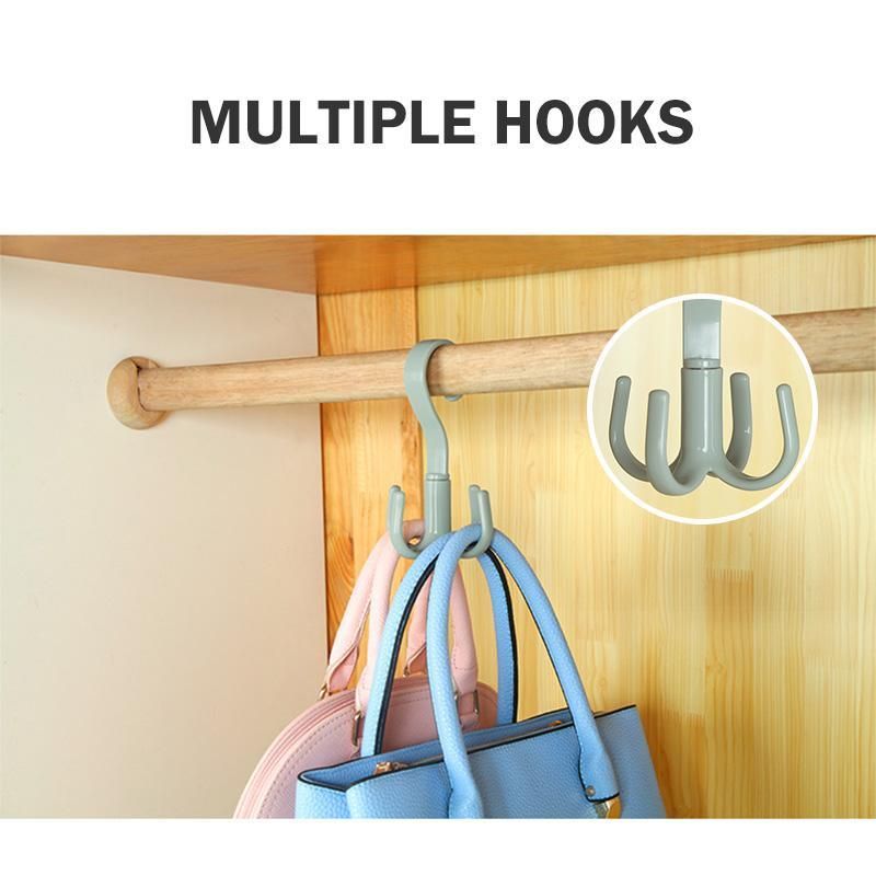 Picture of 360 Degree Rotated 4 Hooks Dry Wet Dual Use Towel Plastic Hanger - 1pcs - Multicolor