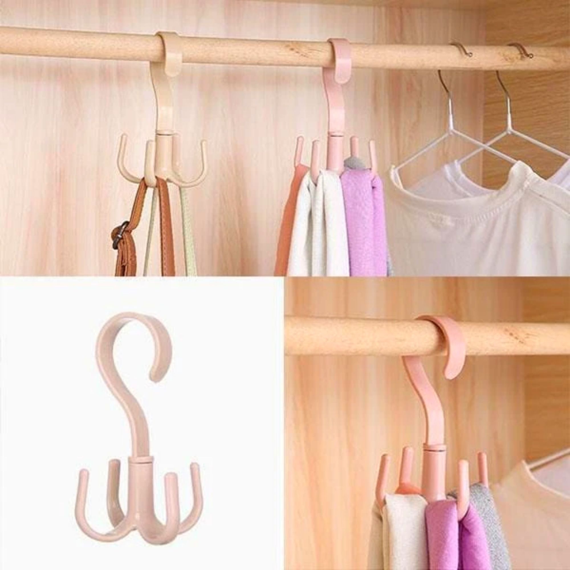Picture of 360 Degree Rotated 4 Hooks Dry Wet Dual Use Towel Plastic Hanger - 1pcs - Multicolor