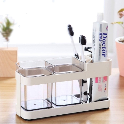 Picture of Portable Travel Plastic Toothbrush and Toothpaste Holder with Cup for Bathroom - Multicolor