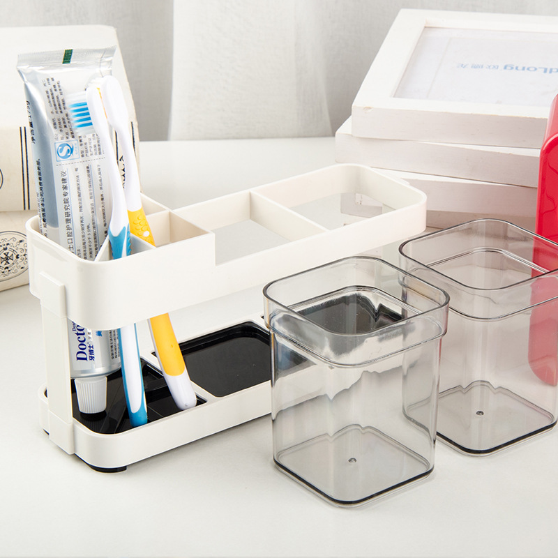 Picture of Portable Travel Plastic Toothbrush and Toothpaste Holder with Cup for Bathroom - Multicolor