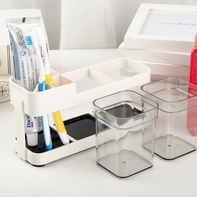 Picture of Portable Travel Plastic Toothbrush and Toothpaste Holder with Cup for Bathroom - Multicolor