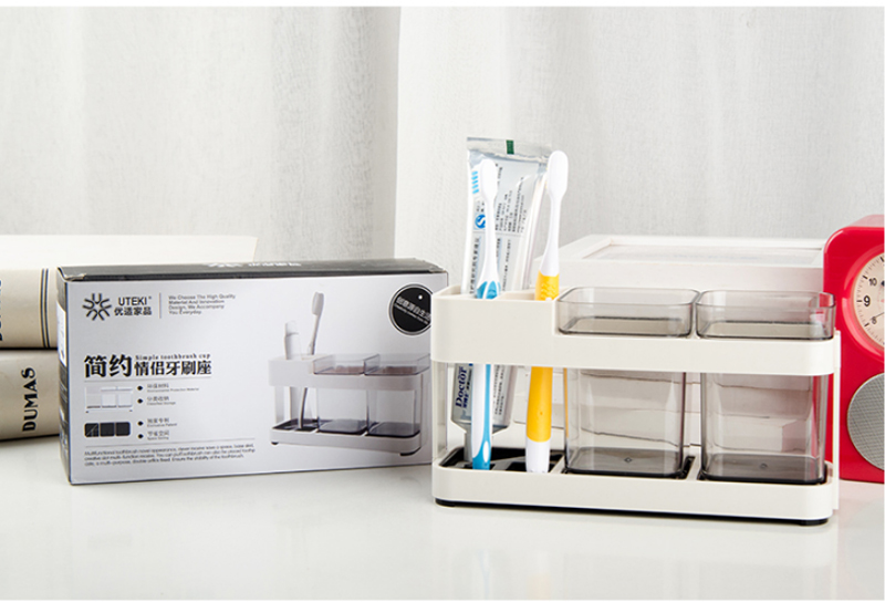Picture of Portable Travel Plastic Toothbrush and Toothpaste Holder with Cup for Bathroom - Multicolor