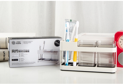Picture of Portable Travel Plastic Toothbrush and Toothpaste Holder with Cup for Bathroom - Multicolor