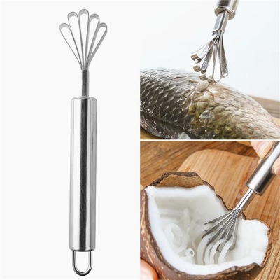 Picture of Practical Stainless Steel Fruit, Fish Skin & Coconut Scraping Scales Peeler - Steel