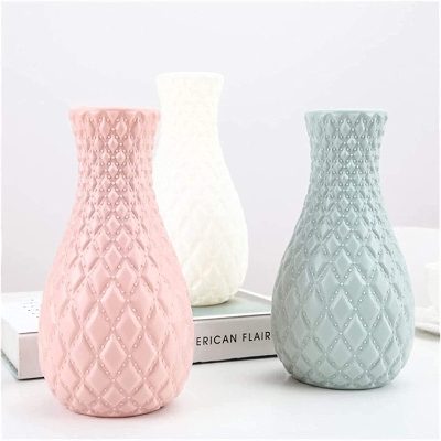 Picture of For Home Decoration Diamond Pattern Plastic Flower Vase - 1 pcs - Multicolor