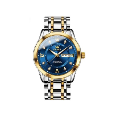 Picture of OLEVS 5513 Stainless Steel Luminous Quartz Men watch- Silver Gold & Blue