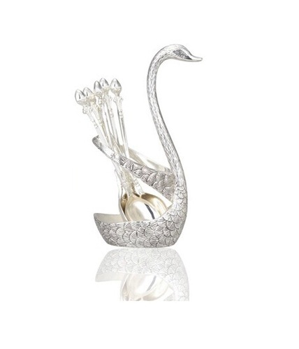 Picture of 6pcs Tea Spoon Set With Swan Stand - Mult-color - Multicolor