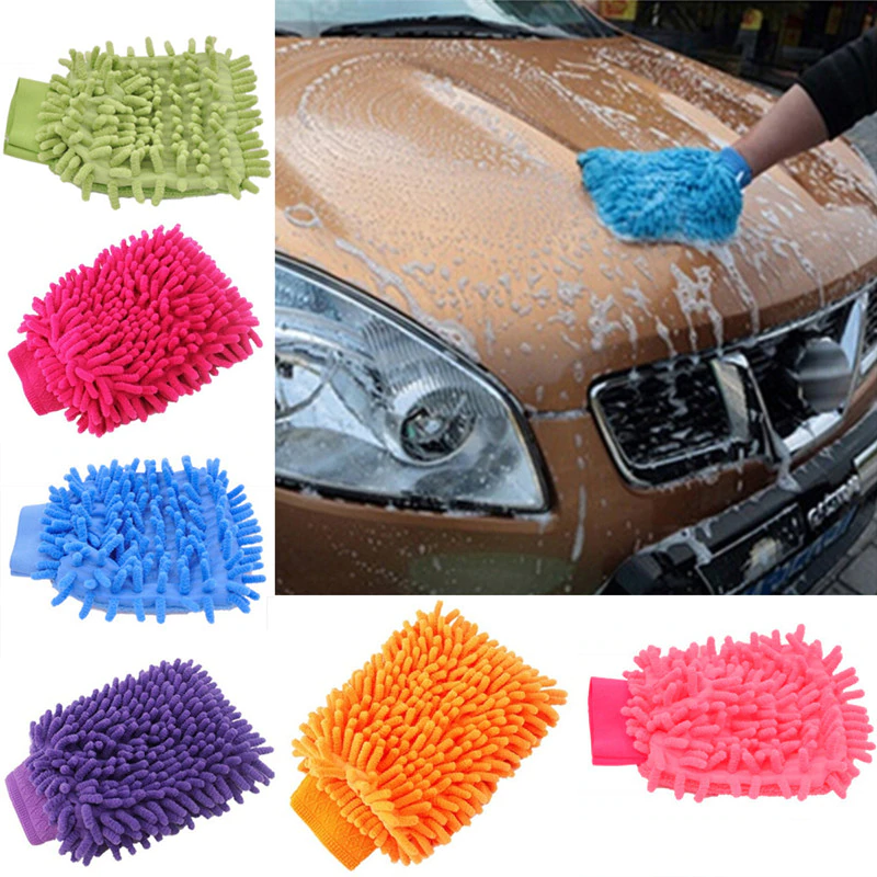 Picture of 1pcs Car and Bike Washing Microfiber Glove Towel for Cleaning - Multicolor