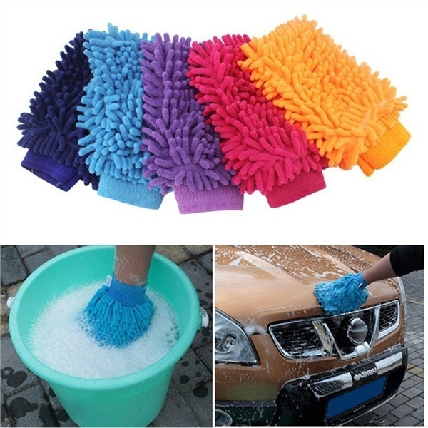 Picture of 1pcs Car and Bike Washing Microfiber Glove Towel for Cleaning - Multicolor