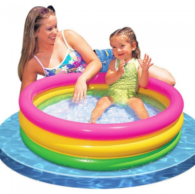 Picture of Intex Baby Bath Tub Baby Swimming Pool with Pumper - 34 x 10 inch - Multicolor