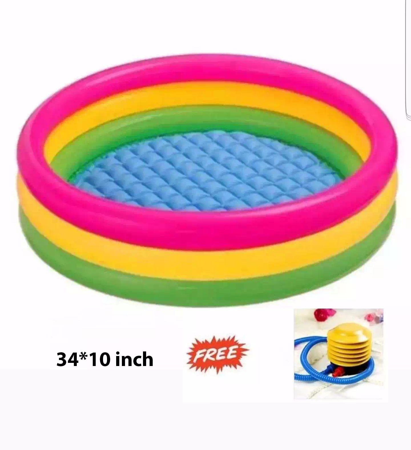 Picture of Intex Baby Bath Tub Baby Swimming Pool with Pumper - 34 x 10 inch - Multicolor
