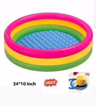 Picture of Intex Baby Bath Tub Baby Swimming Pool with Pumper - 34 x 10 inch - Multicolor