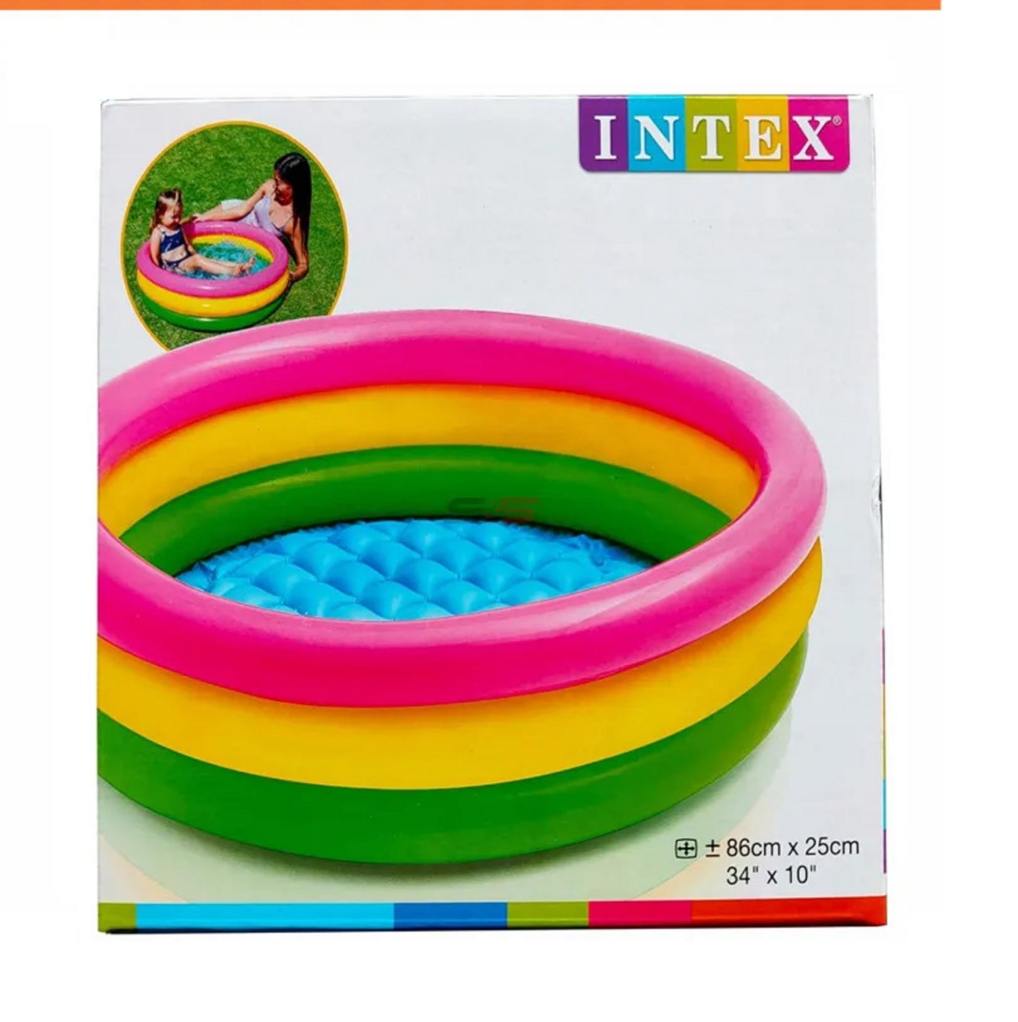 Picture of Intex Baby Bath Tub Baby Swimming Pool with Pumper - 34 x 10 inch - Multicolor