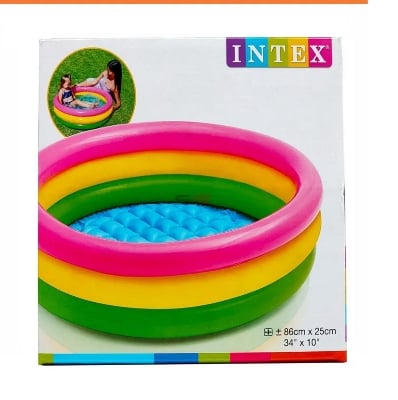 Picture of Intex Baby Bath Tub Baby Swimming Pool with Pumper - 34 x 10 inch - Multicolor